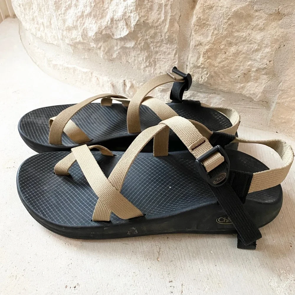 Chaco Z1 Classic Mens Sandals Black Tan Size M13 Adjustable Straps